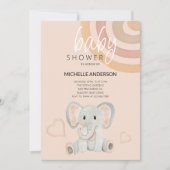 Niedliche Blush Elephant Aquarellfarben Einladung (Vorderseite)