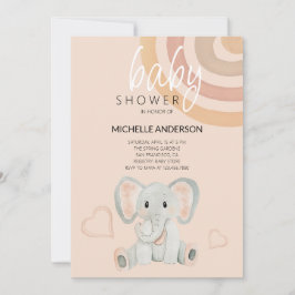 Niedliche Blush Elephant Aquarellfarben Einladung