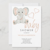 Niedliche Blush Elephant Aquarellfarben Einladung (Vorderseite)