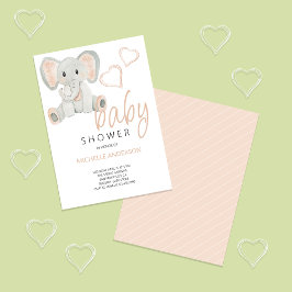 Niedliche Blush Elephant Aquarellfarben Einladung