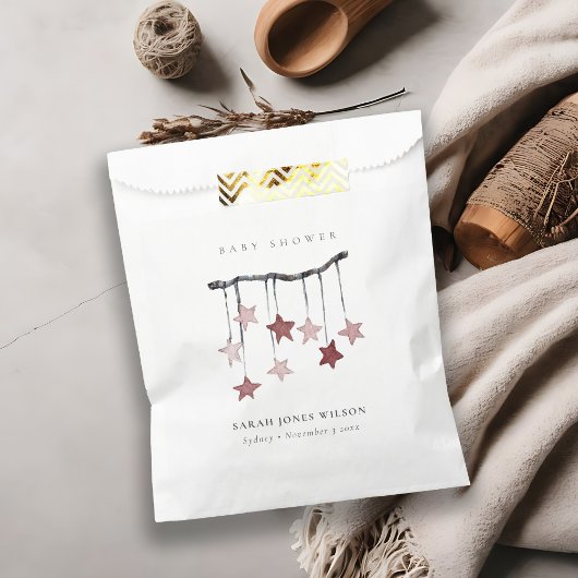 Niedliche Blush Pink Star Mobile Baby Dusche Geschenktütchen