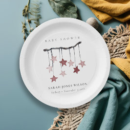 Niedliche Blush Pink Star Mobile Baby Dusche Pappteller