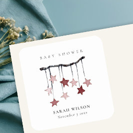 Niedliche Blush Pink Star Mobile Baby Dusche Quadratischer Aufkleber