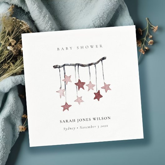 Niedliche Blush Pink Star Mobile Baby Dusche Serviette