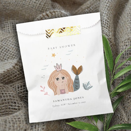 Niedliche Blush Sea Meerjungfrau Girl Babydusche Geschenktütchen