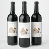 Niedliche Blush Sea Meerjungfrau Girl Babydusche Weinetikett (Flaschen)