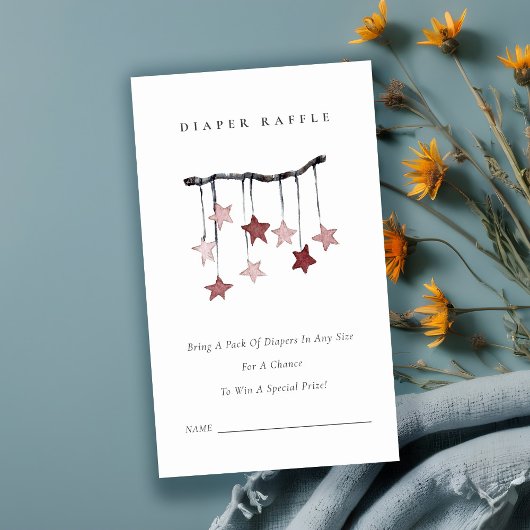 Niedliche Blush Star Mobile Diaper Raffle Babydusc Begleitkarte