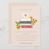 Niedliche Blush Storybooks Floral Baby Dusche Dankeskarte (Vorne/Hinten)