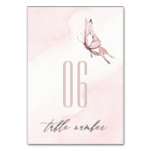 NIEDLICHE BLUSH WATERCOLOR BUTTERFLY WEDD TISCHNUMMER (Rückseite)
