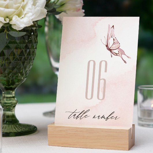 NIEDLICHE BLUSH WATERCOLOR BUTTERFLY WEDD TISCHNUMMER