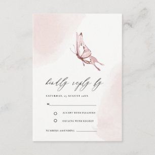 NIEDLICHE BLUSH WATERCOLOR BUTTERFLY WEDING RSVP BEGLEITKARTE