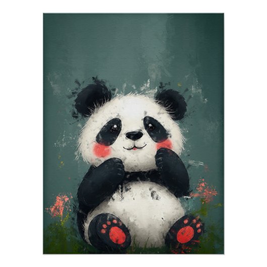 Niedliche Blushing Panda - Digitale Malerei Poster (Vorderseite)