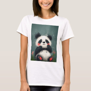 Niedliche Blushing Panda - Digitale Malerei T-Shirt