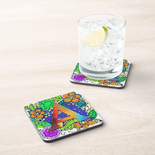 Niedliche Blüte Ein mit Monogramm Muster Mädchen Untersetzer (Rechte Seite)