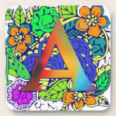 Niedliche Blüte Ein mit Monogramm Muster Mädchen Untersetzer (Vorderseite)