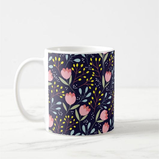 Niedliche Blüte: Farbenfrohe Blume Muster. Kaffeetasse (Links)
