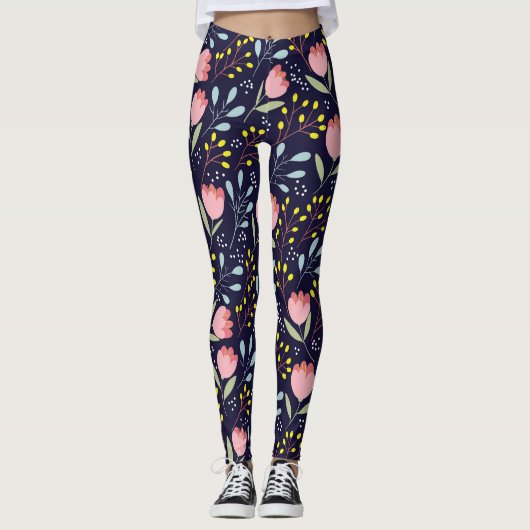 Niedliche Blüte: Farbenfrohe Blume Muster. Leggings (Vorderseite)