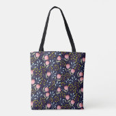 Niedliche Blüte: Farbenfrohe Blume Muster. Tasche (Rückseite)