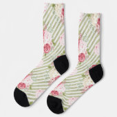 niedliche Blüte mit grünen Streifen gürtelgesäumte Socken (Linkes Detail)