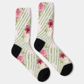 niedliche Blüte mit grünen Streifen gürtelgesäumte Socken (Rechts)