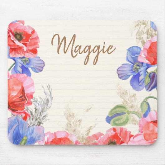 Niedliche Blüte mit mit Monogramm Aquarellfarben Mousepad (Vorne)