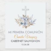 Niedliche Blüten in der ersten heiligen Kommune Sp Weinetikett (Einzelnes Label)