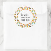 Niedliche Blütenbiene und Regenbogen-Musterkerze Runder Aufkleber (Tasche)