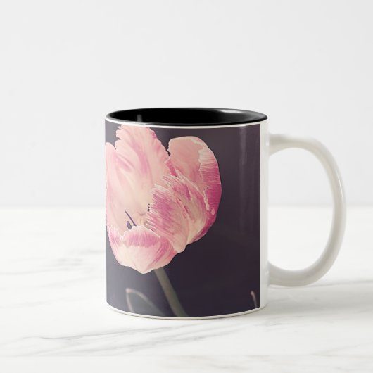 Niedliche blutende Tulipen - Personalisiert Zweifarbige Tasse (Rechts)