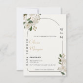 Niedliche Blütendusche aus Weiß und Braun Einladung (Vorderseite)