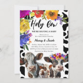 Niedliche Blütendusche "Holy Cow" Einladung (Vorderseite)