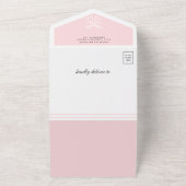 Niedliche Blütenfarbe Rosa Coquette Bow Babydusche All In One Einladung (Außenbereich)