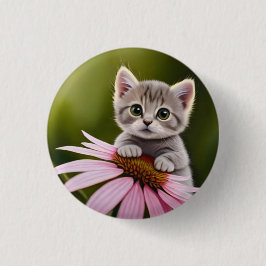 Niedliche Blütenkatze Button