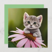 Niedliche Blütenkatze Einladung (Vorne/Hinten)