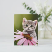 Niedliche Blütenkatze Postkarte (Stehend Vorderseite)