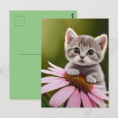 Niedliche Blütenkatze Postkarte (Vorne/Hinten)