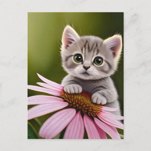 Niedliche Blütenkatze Postkarte (Vorderseite)