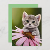 Niedliche Blütenkatze RSVP Karte (Vorne/Hinten)