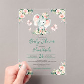 Niedliche Blütenlephant-Babydusche Acryleinladungen (Insitu (Handheld))