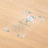 Niedliche Blütenlephant-Babydusche Acryleinladungen (Ablage )