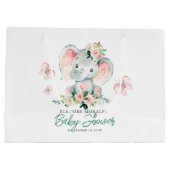 Niedliche Blütenlephant-Babydusche Große Geschenktüte (Rückseite)