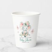 Niedliche Blütenlephant-Babydusche Pappbecher (Vorderseite)