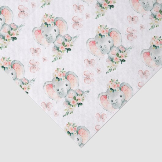 Niedliche Blütenlephant-Babydusche Seidenpapier (Detail)