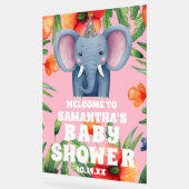 Niedliche Blütenlephant Pink Babydusche Empfang Acrylschild (Winkel)