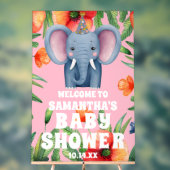 Niedliche Blütenlephant Pink Babydusche Empfang Acrylschild (Neutral)