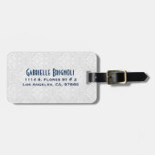 Niedliche Blütenlephäre in Navy Blue & White Gepäckanhänger (Vorderseite horizontal)