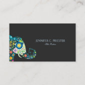 Niedliche Blütenlephe auf dunkelgrau Visitenkarte (Vorderseite)