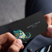 Niedliche Blütenlephe auf dunkelgrau Visitenkarte