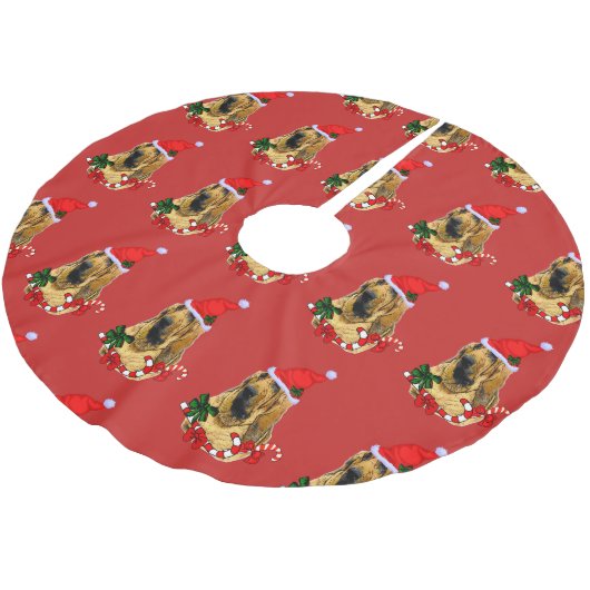 Niedliche Bluthund Weihnachten froh Polyester Weihnachtsbaumdecke (Schrägansicht)