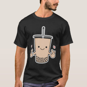 Niedliche Boba K-Pop Bubble Milk Tea Korean Finger T-Shirt