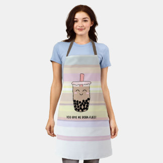 Niedliche Boba Milk Tea Pun All-over Print-Schürze Schürze